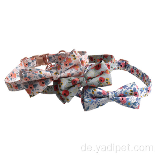 Hundehalsband aus Vollmetall in Roségold mit Knopfschleife